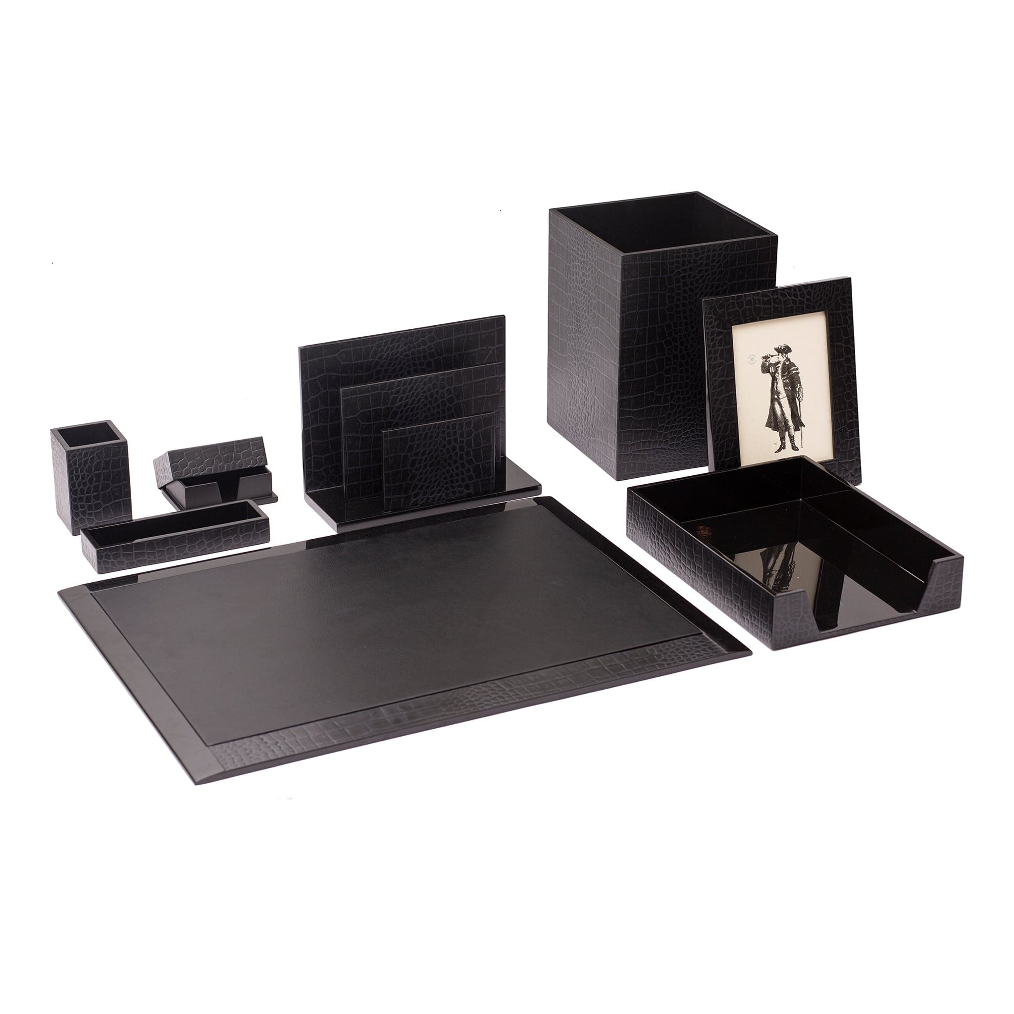 Chelsea Pen Tray Croc Noir