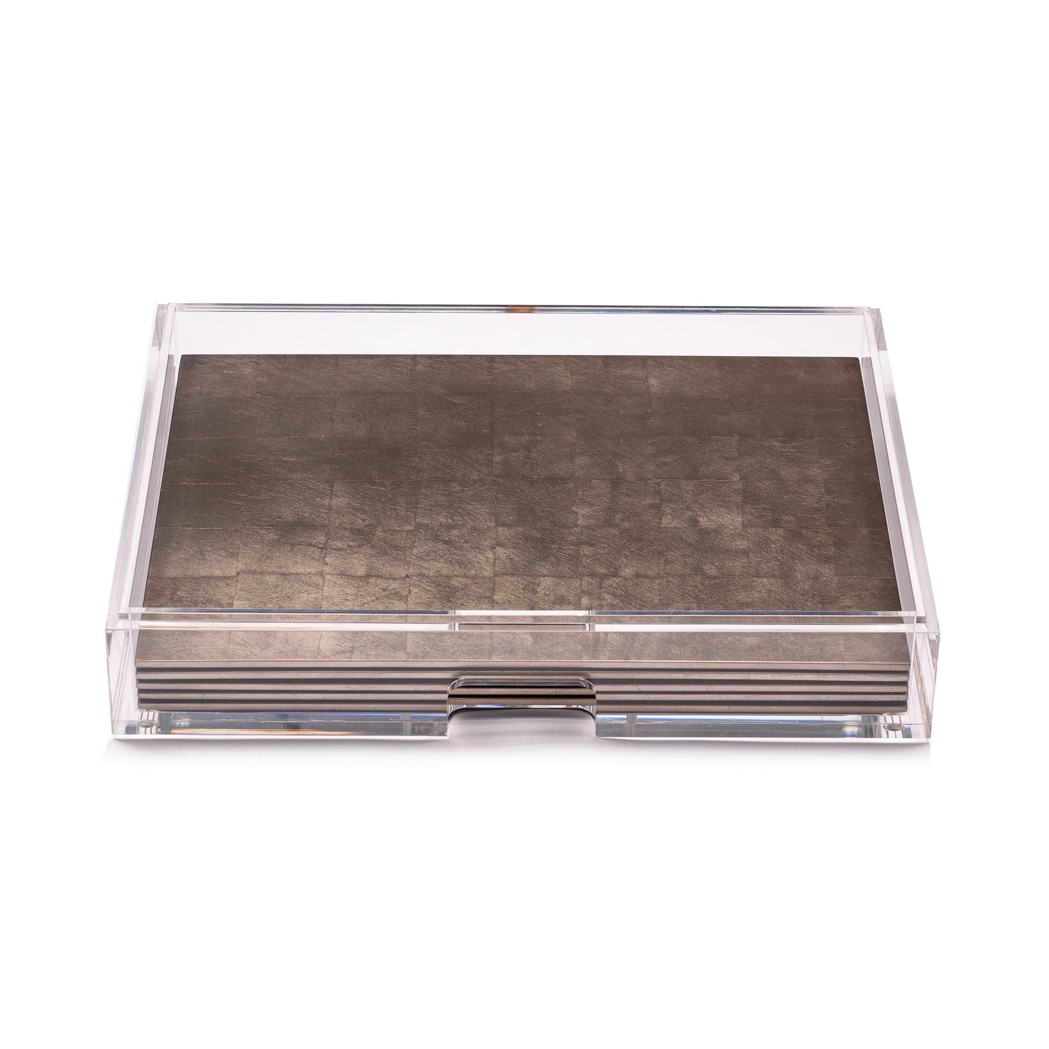 Grand Matbox Clear Silver Leaf Chic Matte Taupe - Posh Trading Company - Interior furnishings london