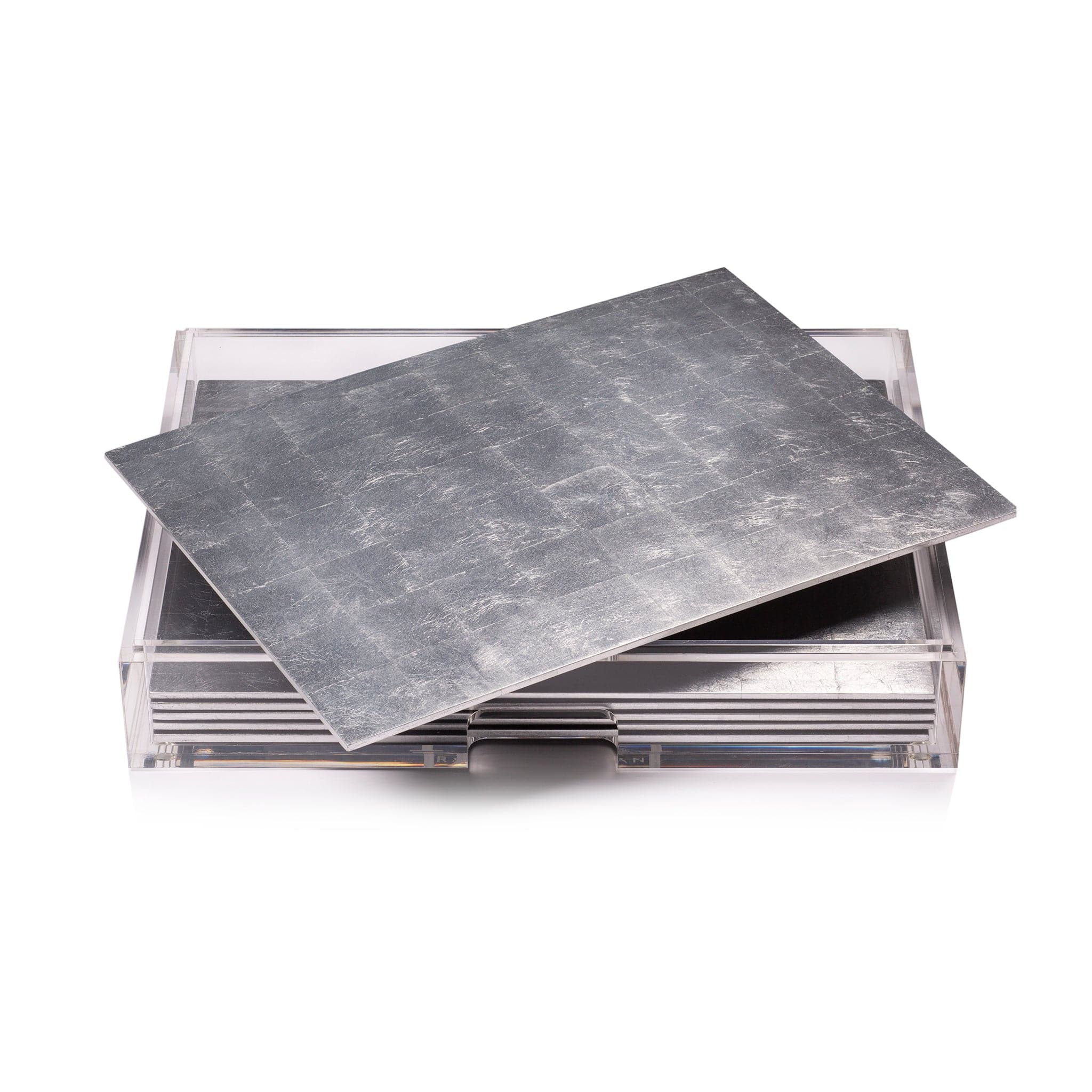 Grand Matbox Clear Silver Leaf Silver - Posh Trading Company  - Interior furnishings london