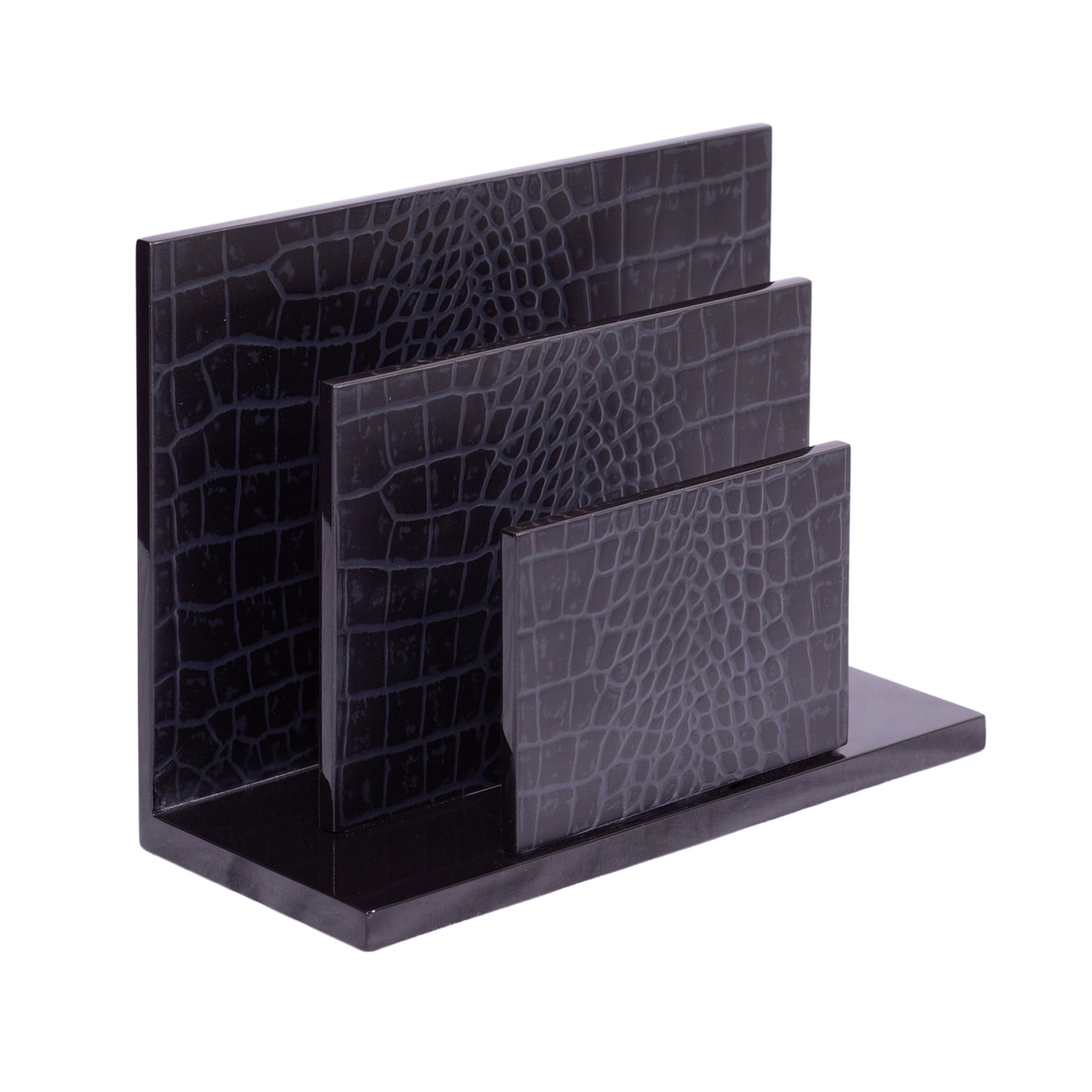 Chelsea Letter Holder Croc Noir