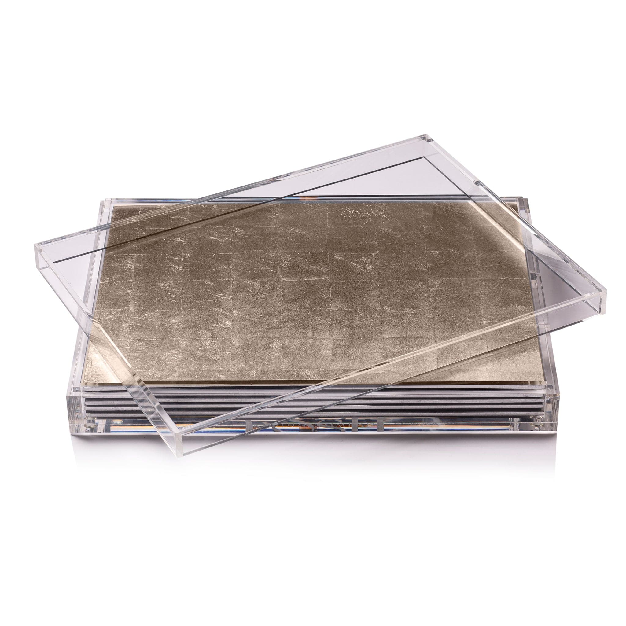 Servebox Clear Silver Leaf Chic Matte Champagne - Posh Trading Company - Interior furnishings london