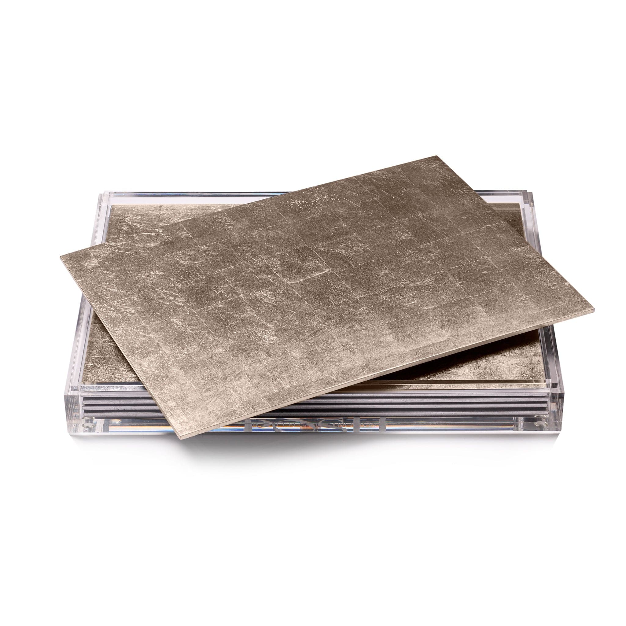 Servebox Clear Silver Leaf Chic Matte Champagne - Posh Trading Company - Interior furnishings london