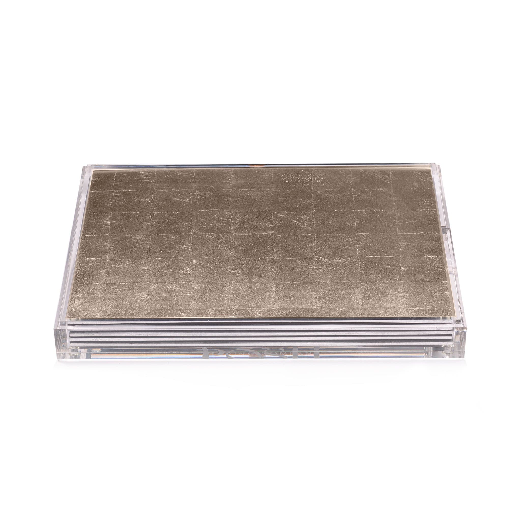 Servebox Clear Silver Leaf Chic Matte Champagne - Posh Trading Company - Interior furnishings london