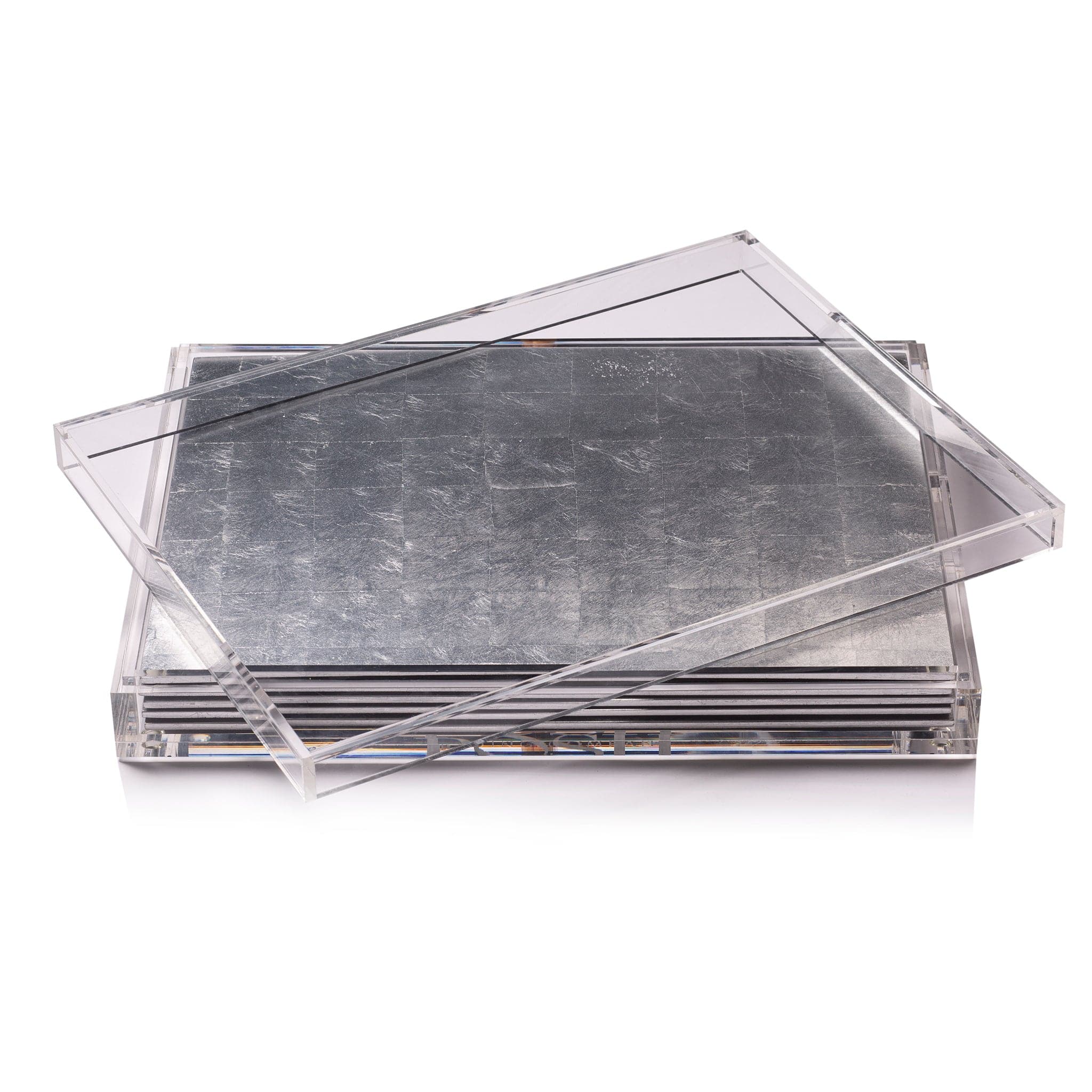 Servebox Clear Silver Leaf Chic Matte Silver - Posh Trading Company - Interior furnishings london
