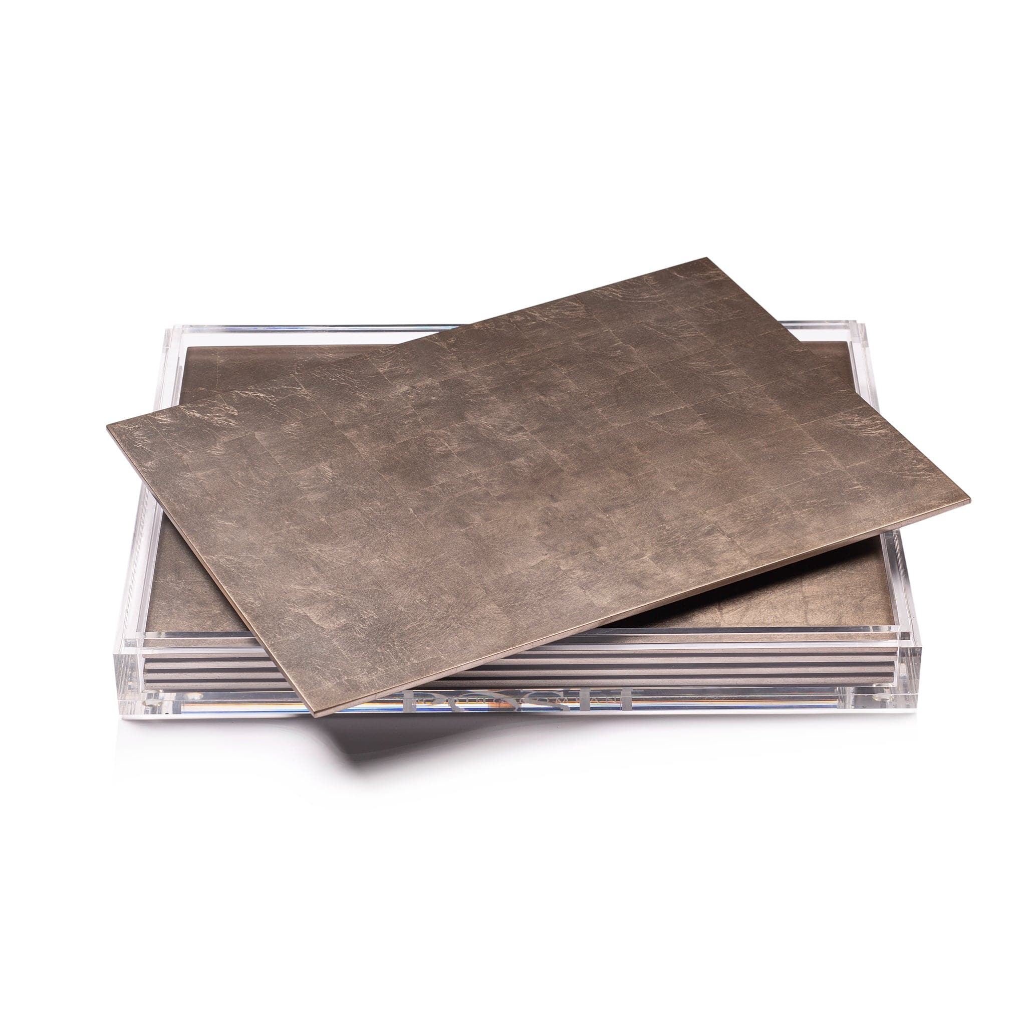 Servebox Clear Silver Leaf Chic Matte Taupe - Posh Trading Company - Interior furnishings london