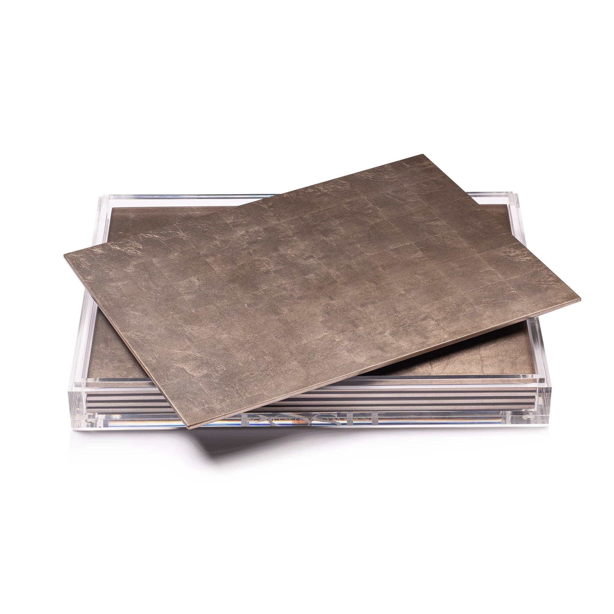 Servebox Clear Silver Leaf Chic Matte Taupe - Posh Trading Company  - Interior furnishings london