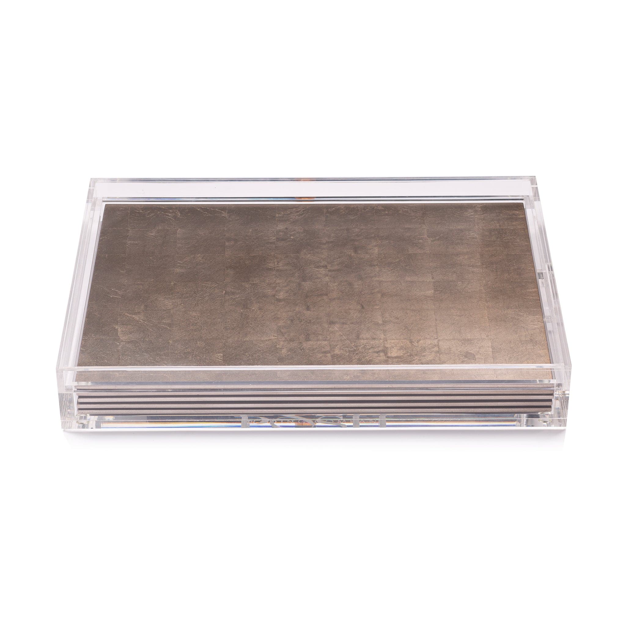 Servebox Clear Silver Leaf Chic Matte Taupe - Posh Trading Company - Interior furnishings london
