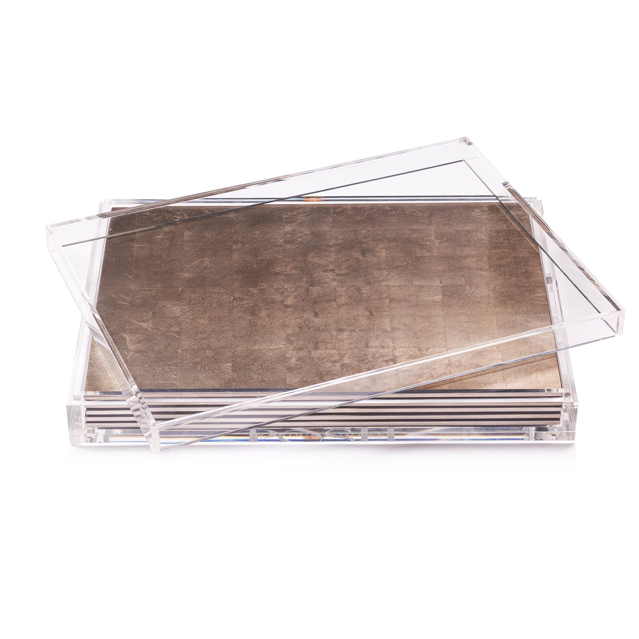 Servebox Clear Silver Leaf Chic Matte Taupe - Posh Trading Company  - Interior furnishings london