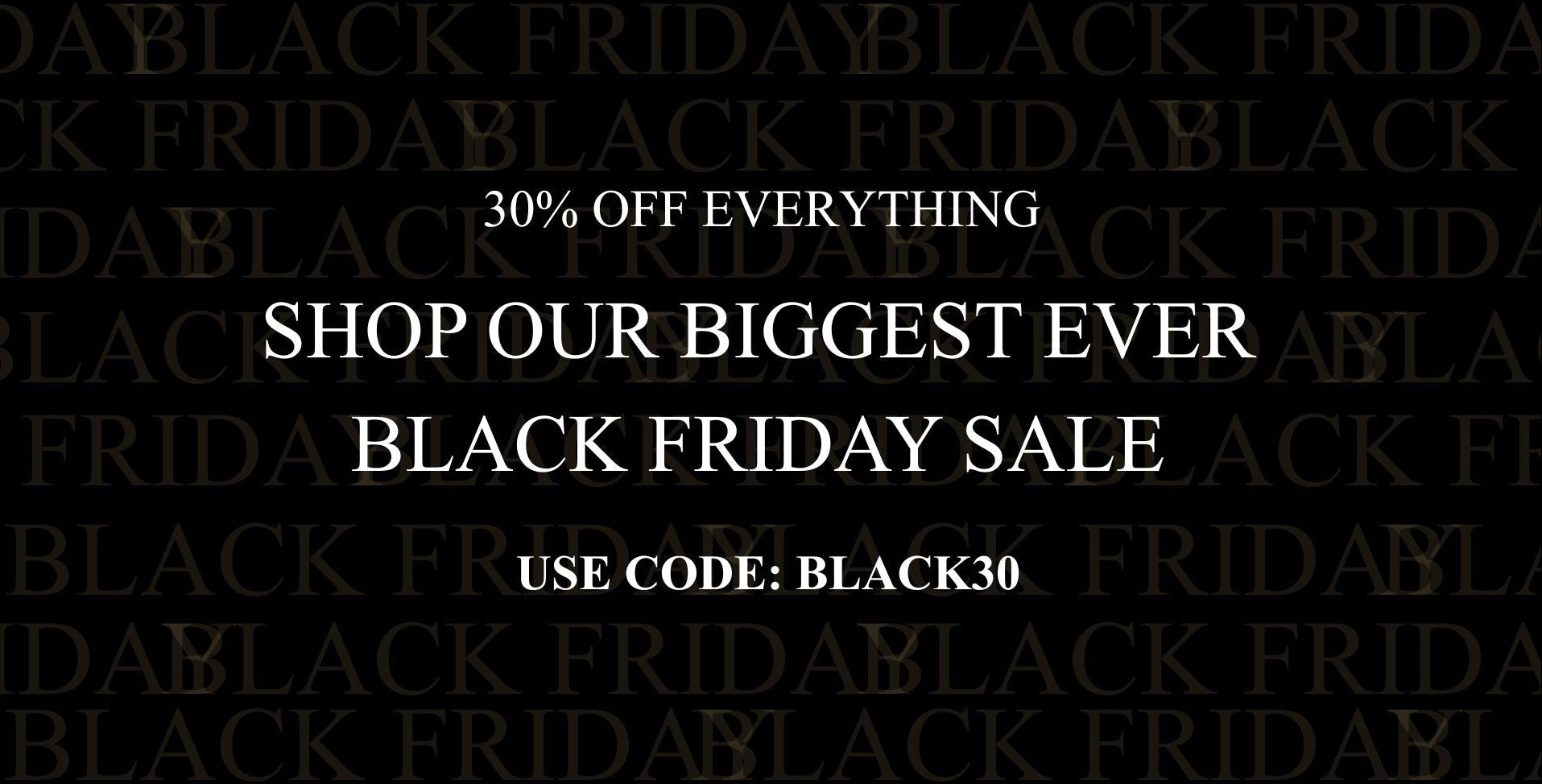 Black Friday sale advertisement with text on a black background