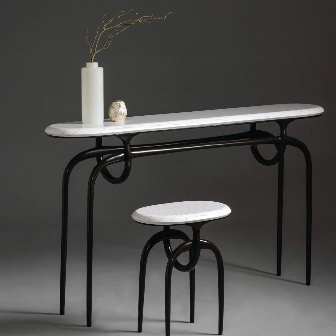 Lennon luxury black and white side tabe and console table