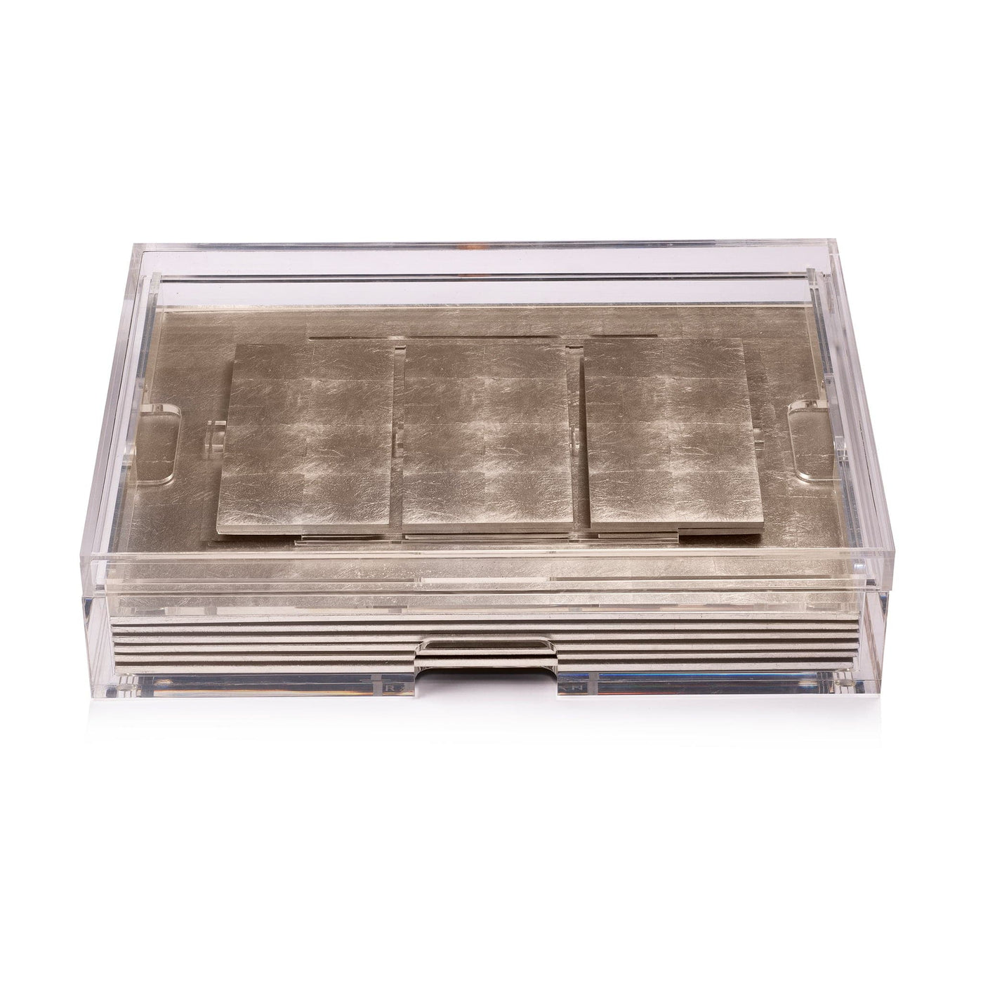 Grand Matbox Clear Silver Leaf Chic Matte Champagne - Posh Trading Company  - Interior furnishings london
