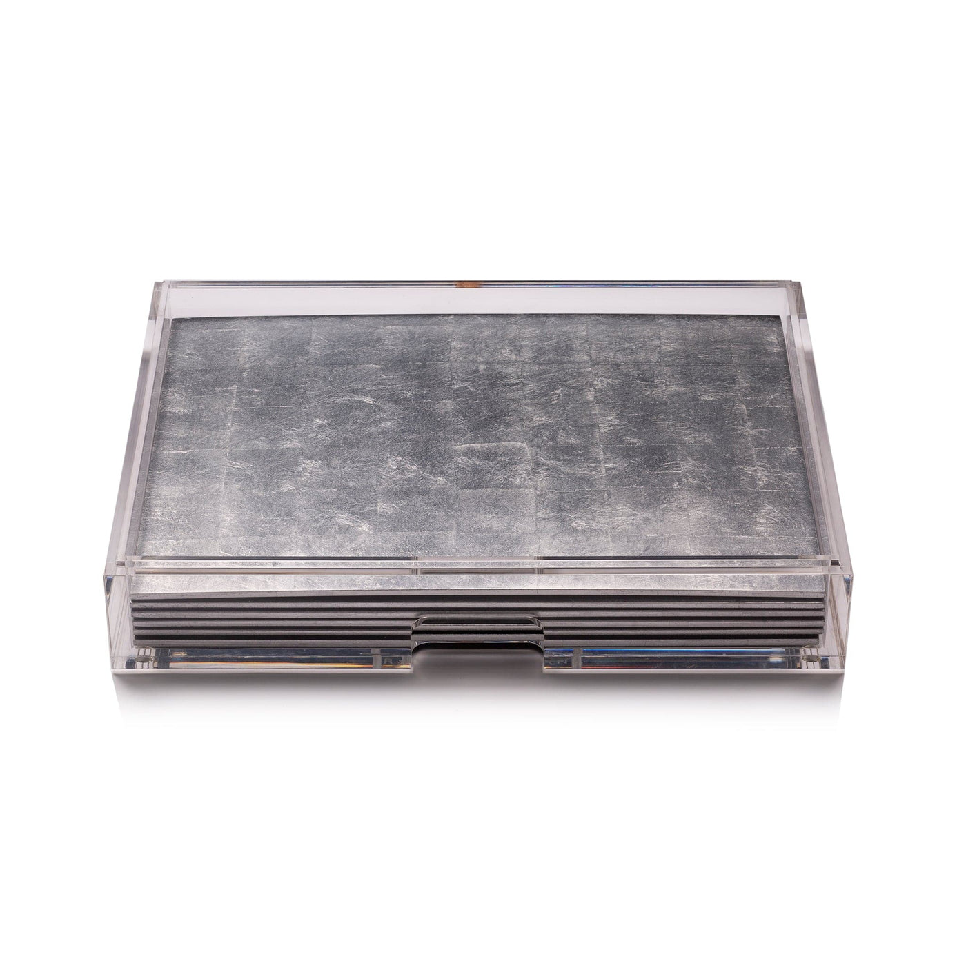 Grand Matbox Clear Silver Leaf Chic Matte Silver - Posh Trading Company  - Interior furnishings london