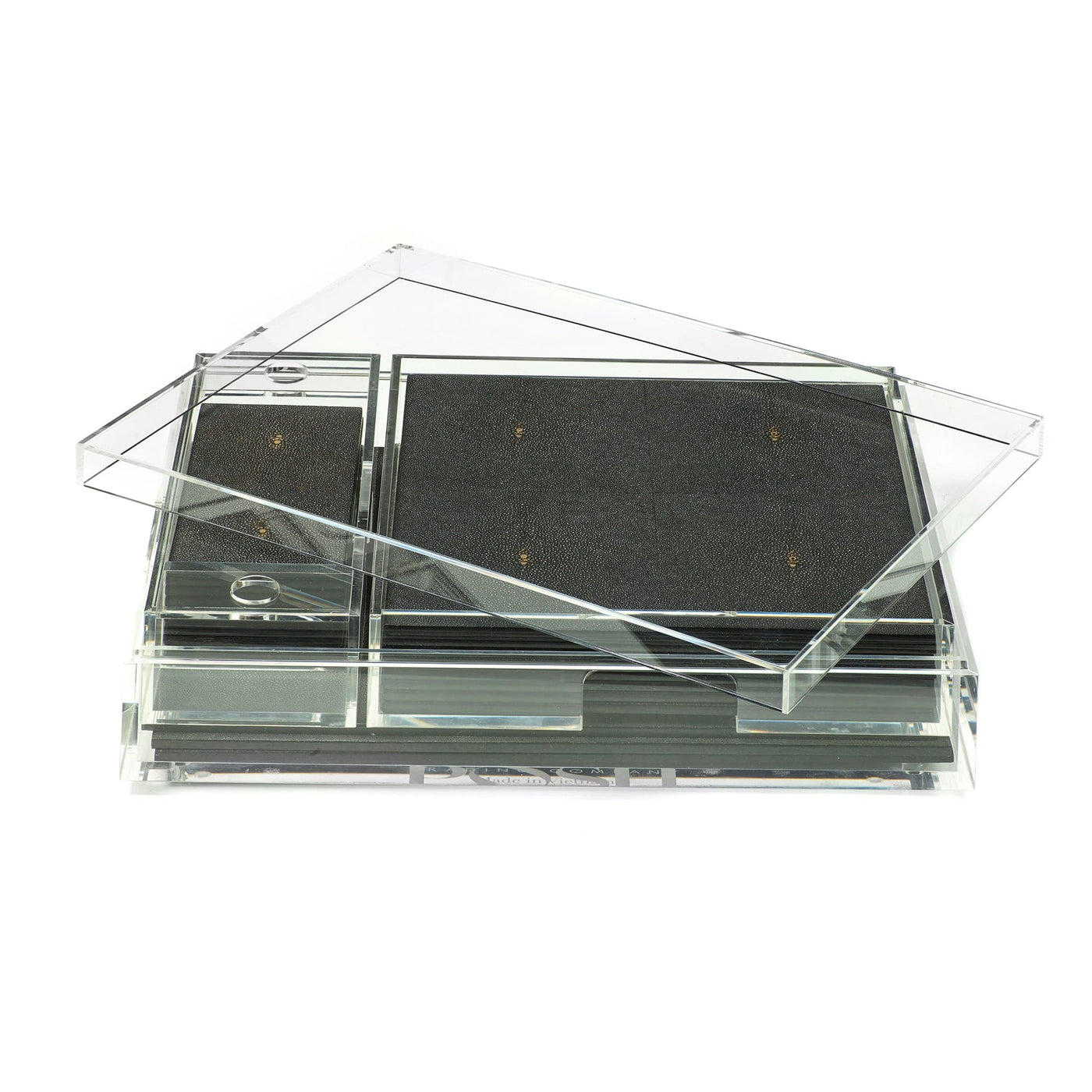 Matbox Clear Faux Shagreen Chocolate - Posh Trading Company  - Interior furnishings london