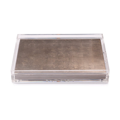Servebox Clear Silver Leaf Chic Matte Taupe - Posh Trading Company  - Interior furnishings london