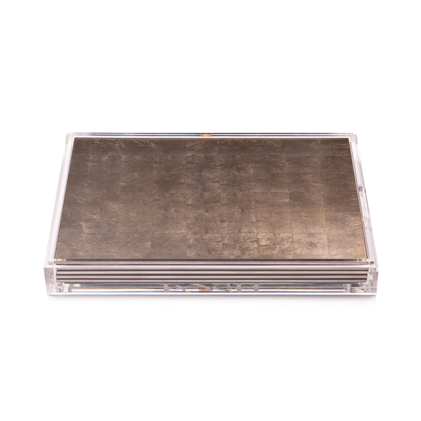 Servebox Clear Silver Leaf Chic Matte Taupe - Posh Trading Company  - Interior furnishings london