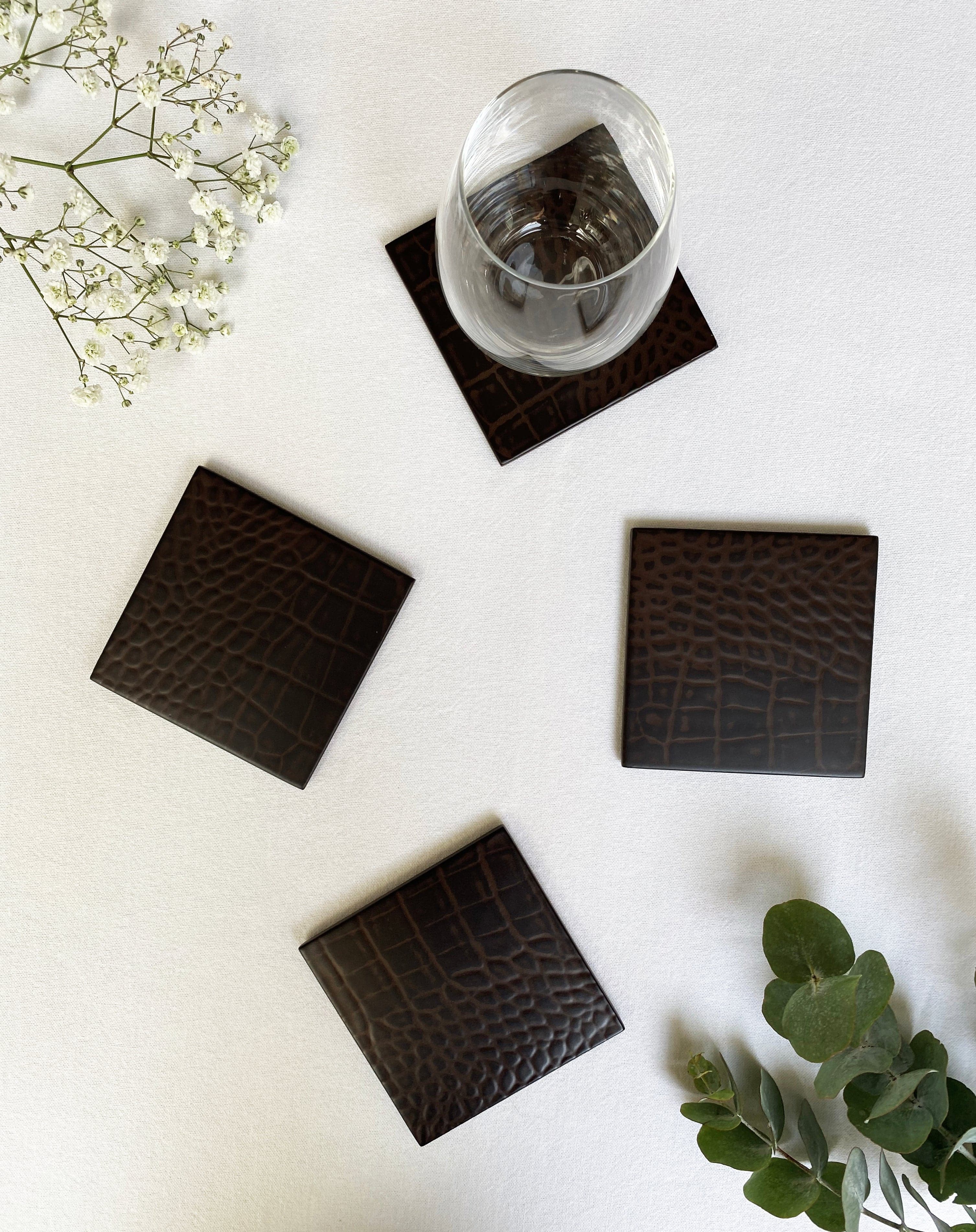 Coaster - Faux Vintage Croc - Leather Inspired Coasters