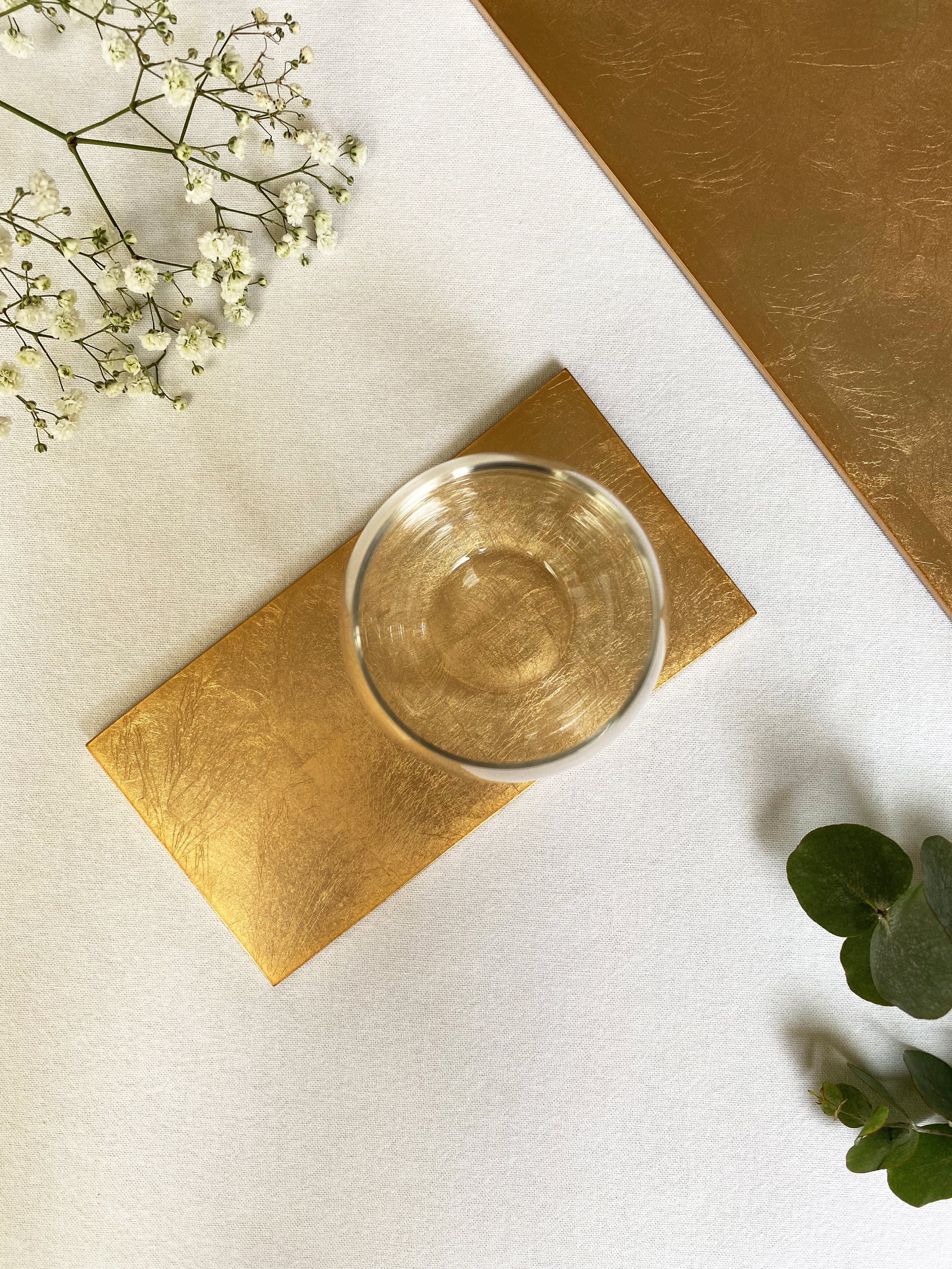 Silver Leaf Double Coaster - Gold