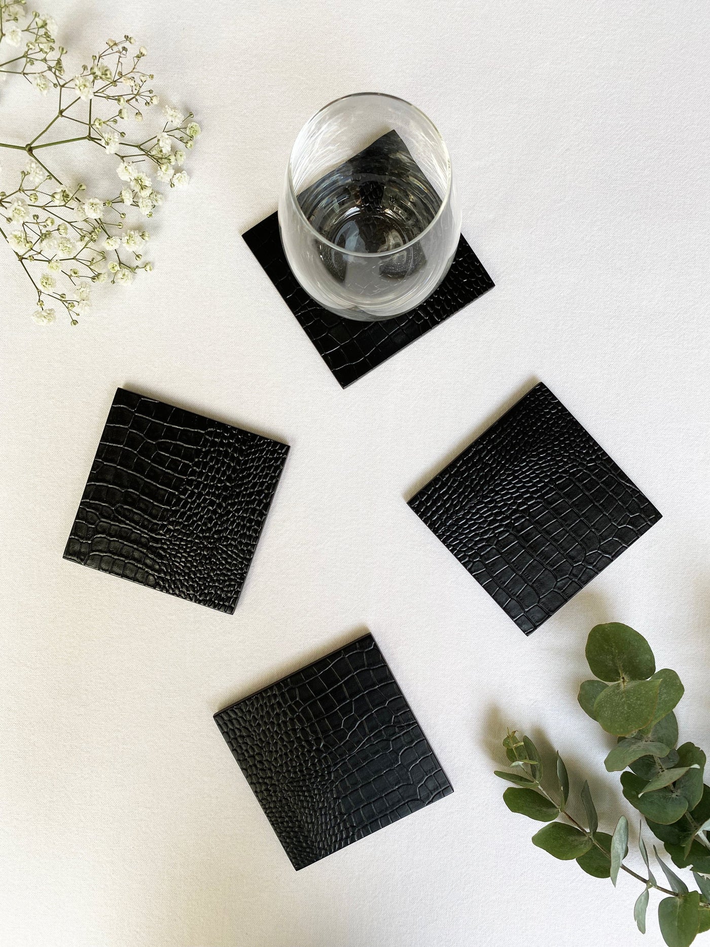 Coaster - Faux Python Black
