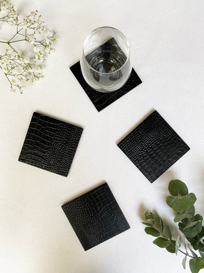 Coaster - Faux Python Black