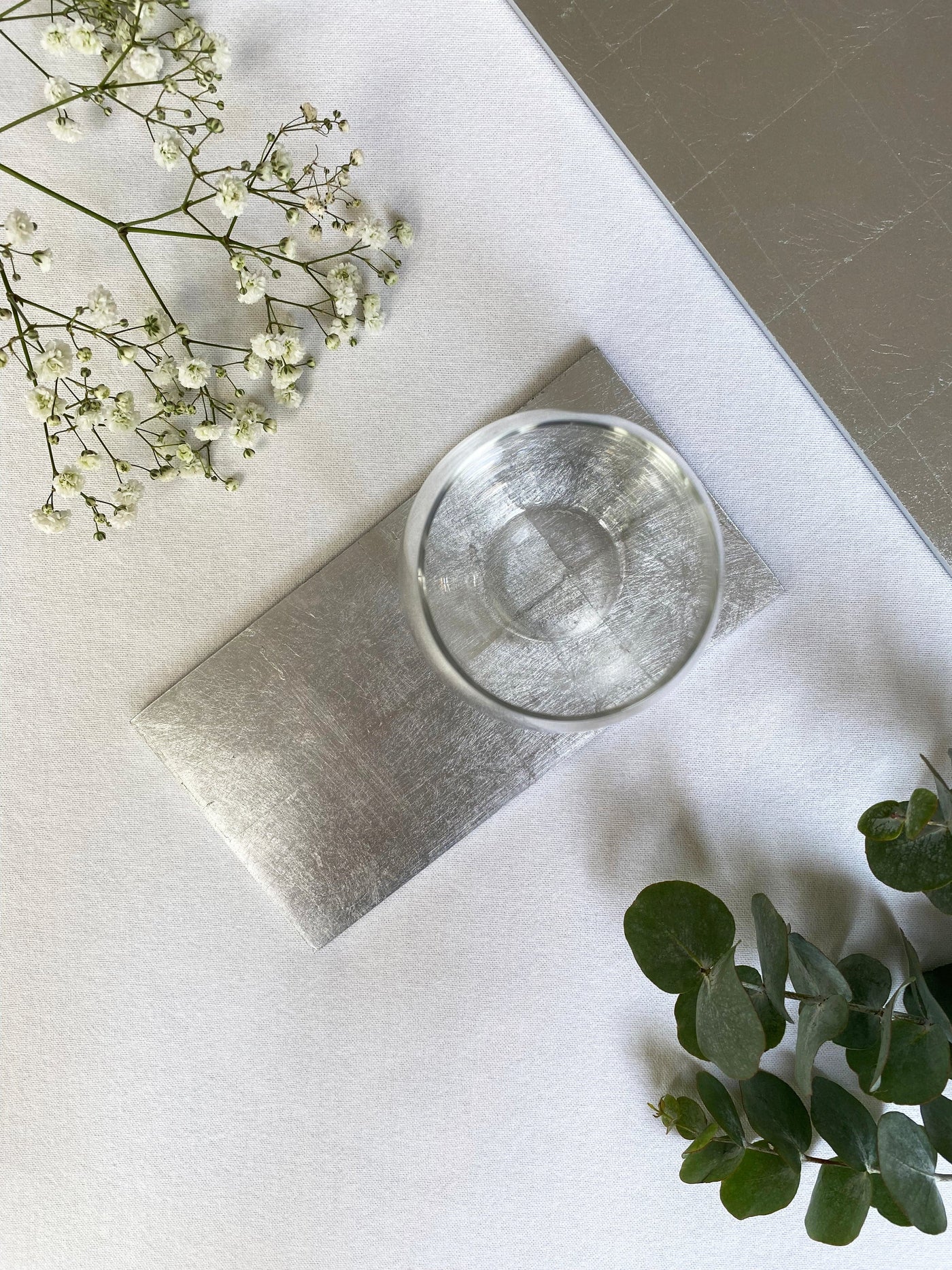 Silver Leaf Double Coaster - Chic Matte Silver