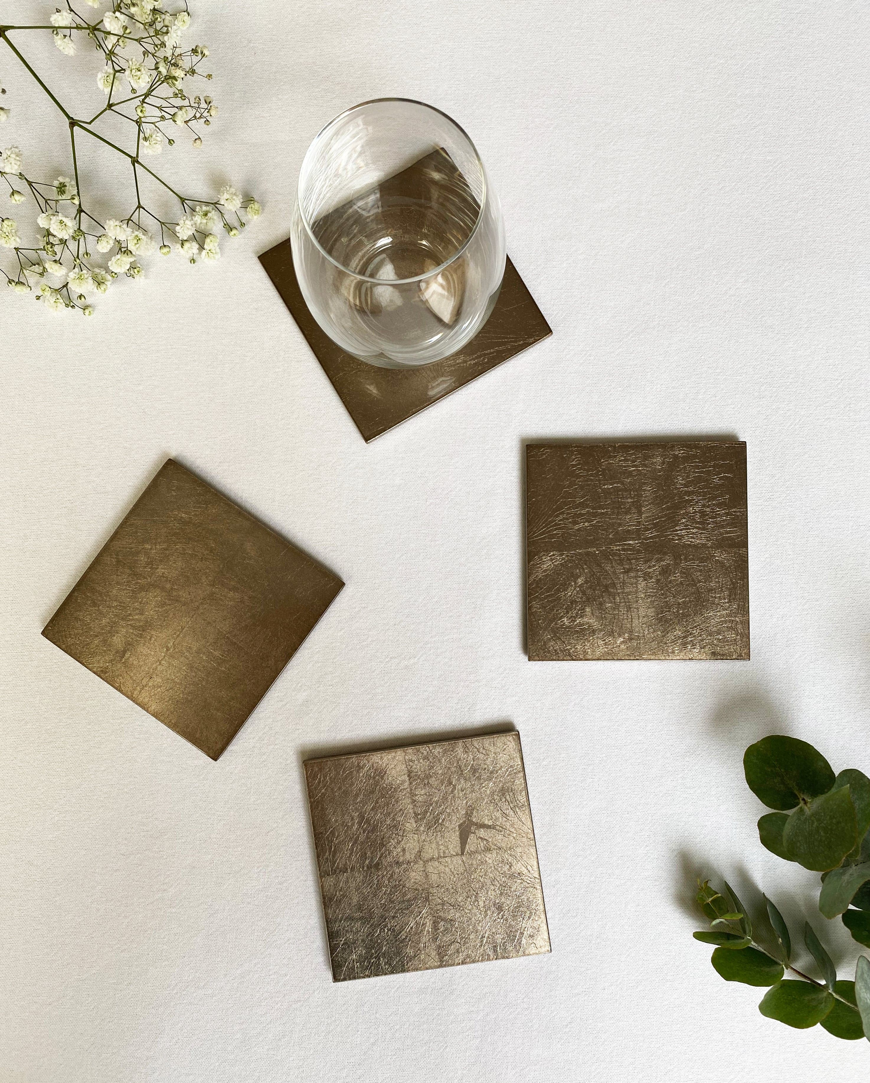 Silver Leaf Coaster - Taupe