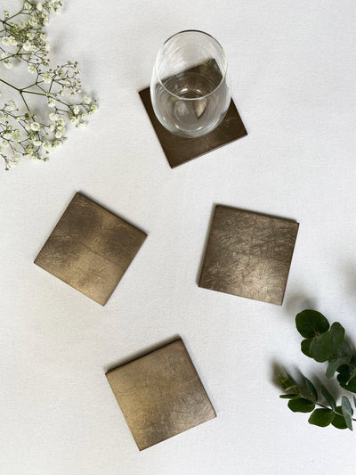 Silver Leaf Coaster - Chic Matte Taupe